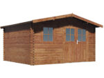 Abri de jardin en bois traité marron autoclave "Valmont" - 14 m² -28 mm